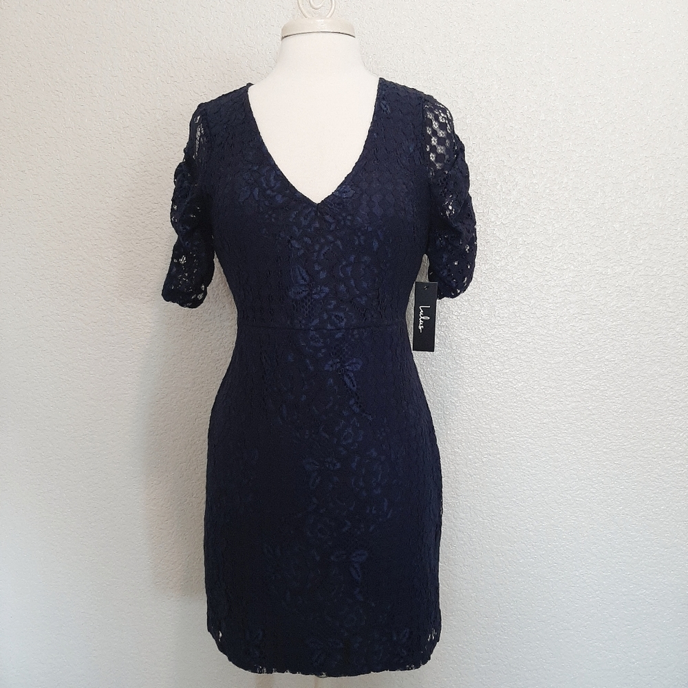 NEW Lulu's Navy Blue Lace Formal Dress Size Medium